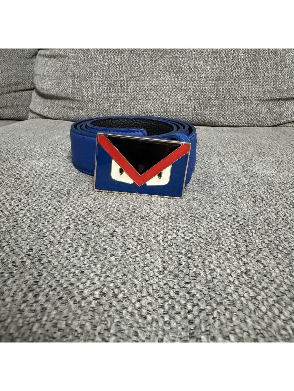 Fendi Monster Bag Bugs Eyes Buckle Reversible Belt Calfskin